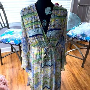 Xl Boho dress blues and greens